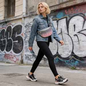 Custom Women's PU Leather Fanny Pack Fashion Portable Anti-Theft Design <b>Mini</b> Wallet with Detachable Long Strap - Product Image 2