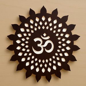 Arte Mural de Madera con Om Sagrado, Decoración Mandala, Corte Láser, Adorno Espiritual para Colgar en la Pared, para Sala de Estar, Sala de Meditación, Templo, Estudio de Yoga, Hogar - Product Image 2