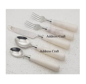 Elegante juego de cubiertos metálicos con mango de ABS para el hogar, hotel, restaurante, vajilla para bodas, eventos, fiestas, cubiertos para cenar. - Product Image 4