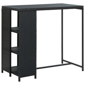 47.2 nero "x 23.6" x 43.3 "Poly Rattan tavolo da Bar da esterno con Rack di stoccaggio - Product Image 1