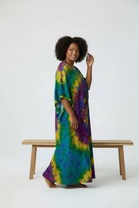 Vestido de Playa Maxi Casual de Maternidad Tallas Grandes, Tipo Poncho, Transpirable, Antiarrugas, de Rayón, con Cintura Natural y Mangas Cortas - Product Image 2