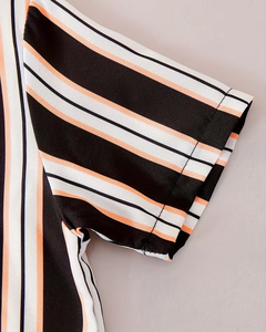 Striped Slight Stretch Quick Dry for Shirt Shorts Set Summer Casual Breathable Unisex Short Sleeve Turn-down Collar 2pcs Outfit - Product Image 6