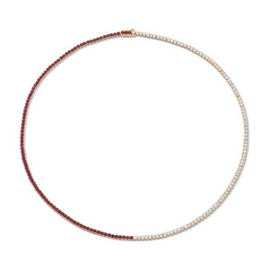 10K Gold Elegant Combination Diamond (Natural) and <b>Ruby</b> Tennis <b>Necklace</b> for Wedding OEM Wholesale Retail Jewelry Manufacturer - Product Image 1