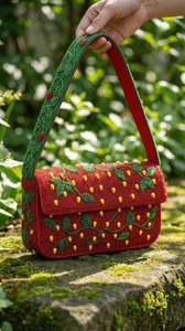 Bolso de Hombro de Lona a Rayas Estilo Bohemio con Bordado de Estrella de Mar Roja, Impresión Tipográfica, Logotipo Personalizado - Estilo Veraniego para Mujer - Product Image 2