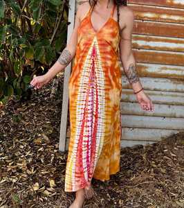 Women's Woven Eco-Friendly Tie Dye <b>Boho</b> Halter Maxi Beach <b>Dress</b> Handmade <b>Summer</b> - Product Image 1