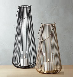 Farol Metálico Blanco y Negro con Cable para Decoración del Hogar, Balcón y Habitaciones, Lámpara de Mesa para Cena a la Luz de las Velas - Product Image 5