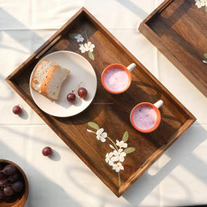 Plateau de service en bois minimaliste moderne poli personnalisé plateau de table décoratif naturel pour cuisine restaurant usage domestique OEM disponible - Product Image 1