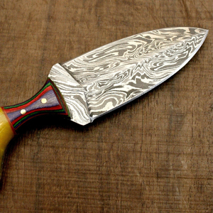 Couteau de chasse à lame fixe Damas de qualité supérieure, pointe tombante, manche en bois, 8 pouces, qualité industrielle, survie en extérieur, logo OEM - Product Image 2