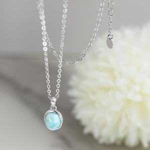 จี้รูปไข่ลาริมาร์ธรรมชาติ ตัวเรือนเงินแท้ 925 ประดับพลอยสีน้ำเงิน สำหรับผู้หญิง เป็นของขวัญ - Product Image 4