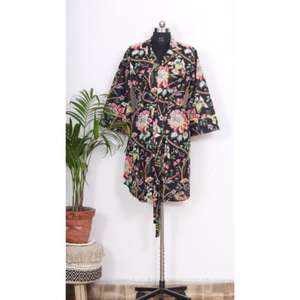 Vestido Midi de Algodón 100% Ecológico con Estampado Floral para Mujer, Manga 3/4, Cuello en V, Estampado Digital, Ajustado, Elegante, Sexy, para Fiesta/Club - Product Image 5