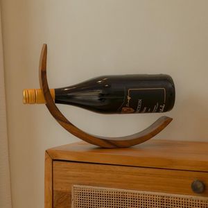 Présentoir à bouteilles haut de gamme en bois naturel, support à vin contemporain pour la décoration intérieure, présentoir à vin design élégant - Product Image 4