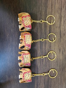Hand Carved Wooden Elephant Keychain Set | Indian Artisan Craftsmanship - Product Image 2