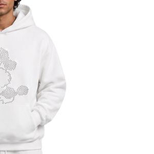 Sweat à capuche blanc en strass pour homme, coupe oversize, en polaire, avec logo personnalisé, streetwear, épais, décontracté, hiver, mode - Product Image 4