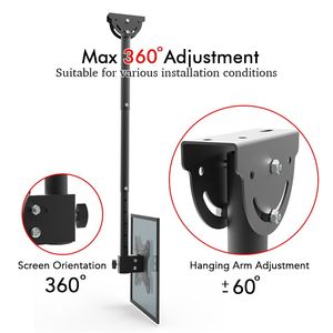 Supporto a Parete TMC 7004 per TV LED 32\"-55\", Montaggio a Soffitto Retrattile, Girevole a 360° e Inclinabile per Uso Ufficio - Product Image 5