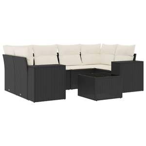 Conjunto de Sofá Mediano para Jardín, Ratán PE Negro con Acero con Recubrimiento en Polvo, Muebles Elegantes para Exteriores - Product Image 2
