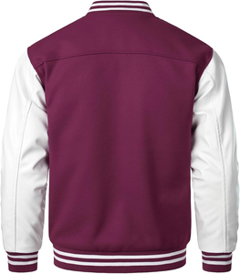 Veste universitaire pour homme, couleur bordeaux et blanc, coupe classique, couleur unie, boutons sur le devant, vêtement décontracté, saison automne, matière polyester et coton - Product Image 3
