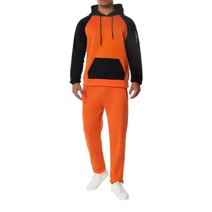 Fashion Men OEM Best Selling Men Pullover Tracksuits New Design Latest Style Men Hooded Collar Tracksuit Men Spliced Hoodie <b>Set</b> - Product Image 6