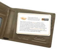 [Soldes] Portefeuille homme en cuir véritable Castello fait main avec protection RFID, porte-cartes d'identité à double pli, logo embossé, faible MOQ, prix avantageux, olive, orange, vert