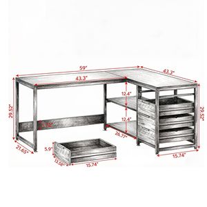 "Adjustable Industrial Office <b>Desk</b> with 4 <b>Drawers</b> for Enhanced Comfort" - Product Image 3