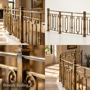 Barandilla de Bronce con Diseño de Volteo y Postes Cuadrados para Hoteles de Lujo, Villas e Interiores Clásicos de Escaleras - Product Image 5