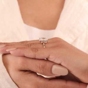 Pear Shaped Moissanite Engagement <b>Ring</b> Twist Shank Modern Bridal Jewelry <b>925</b> Sterling <b>Silver</b> 14K Gold Plated <b>Ring</b> - Product Image 3