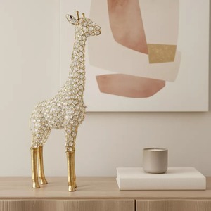 Figurine de girafe en cristal, décoration en verre faite à la main, sculpture de table style Hollywood Glamour pour salon - Product Image 1