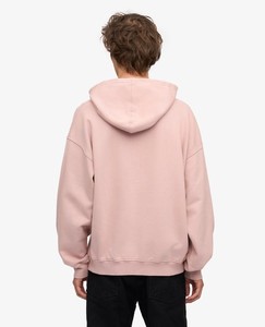 Men's Oversized Hooded <b>Sweatshirt</b> Faded Pink Cotton Fleece Casual Autumn Wear - Product Image 3