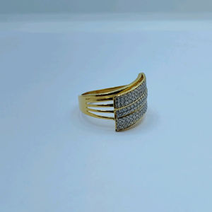 Elegant 22K Gold <b>Mens</b> <b>Ring</b> with Triple Diamond Layer Curved Design Stylish Heavy Finger <b>Ring</b> Luxury Jewellery <b>for</b> Daily Wear - Product Image 1