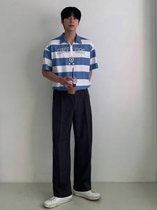 Polo de Verano para Hombre con Estampado de Letras y Rayas Multicolores - Product Image 4