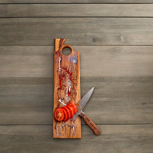 Planche à découper en bois massif avec résine brûlée effet fractal |   Planche à découper en bois |   Planche à découper en bois indien - Product Image 1