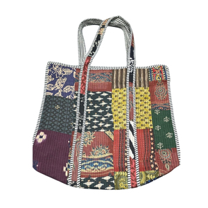 Sac fourre-tout en coton imprimé patchwork bohème, ouvert en dessus, spacieux, pour le shopping, toutes saisons, idéal pour les voyages et les vacances - Product Image 1