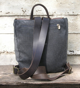 <b>Canvas</b> and Leather Backpack <b>Rucksack</b> Hiking Camping Vintage Rolltop Unisex Bag for Men and Women LCB-0100 - Product Image 4