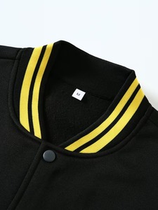 Varsity <b>Jacket</b> Men's Black Yellow Sleeve Casual Eco-Friendly Breathable Fleece Cotton High Street Style <b>Summer</b> Outerwear OEM - Product Image 2
