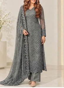 Ensemble shalwar kameez brodé effet miroir noir pour femme, tenue de mariage traditionnelle indienne et pakistanaise de qualité supérieure - Product Image 6