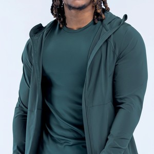 Latest Design Wholesale Custom Logo Men's Full Length <b>Zip</b>-Up Solid Long Sleeve Sweatshirt Slim Fit Lightweight Windproof <b>Hooded</b> - Product Image 3