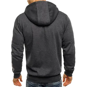 Sweat-shirt à capuche zippé pour homme, couleur unie, coupe oversize, décontracté, pour l'automne, en molleton de coton tricoté, manches longues, respirant, avec poche, 300g - Product Image 5
