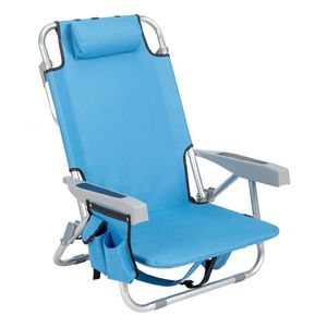 63*65*82cm Blue Beach Chair Oxford Cloth Silver White Aluminum Tube Bearing 100kg Capacity Short Oxford Beach Chair Beach Chair - Product Image 1
