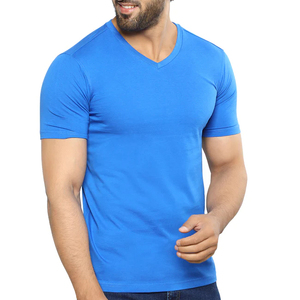 T-shirts personnalisés pour hommes, col en V, 100% coton, logo personnalisé, design sur mesure, couleurs vives, avec expédition et livraison. - Product Image 3