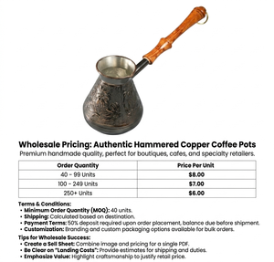 Handmade Hammered Copper <b>Coffee</b> <b>Pot</b> Turkish <b>Greek</b> Arabic <b>Coffee</b> Maker Traditional Vintage Design for Café & Home Use Wholesale - Product Image 5