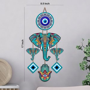 Sculpture murale éléphant tribal œil porte-bonheur style bohème Feng Shui pour entrée de maison, décoration Vastu porte-bonheur - Product Image 6