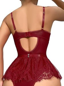 Wire Free Padded Breathable <b>Sexy</b> Solid Woven Lingerie Teddy Bodysuit Skirt <b>Set</b> - Product Image 2