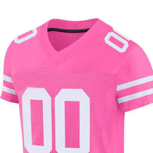 Maillot de football authentique personnalisé rose et blanc en maille respirante, en polyester athlétique, pour équipe, grande taille, séchage rapide, avec nom et numéro du joueur - Product Image 5