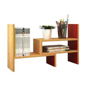 Bamboo Desktop Book Rack Tilting Magazine Holder Natural Wood Tabletop Bookshelf Organizer for Office <b>Desk</b> <b>Study</b> Countertop - Product Image 3