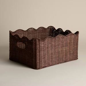 Hot Trending Brown Rattan Scalloped Edge Woven <b>Basket</b> Handmade For <b>Nursery</b> & Home Decoration <b>Basket</b> From Vietnam Supplier - Product Image 2