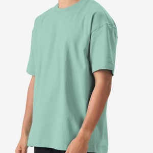 T-shirt pour homme en vert menthe uni, col rond, coupe ample, manches courtes, respirant, décontracté, pour l'été - Product Image 1