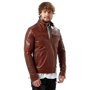 Veste en cuir pour homme, hiver, écologique, respirante, coupe-vent, manteau chaud tendance avec logo de marque personnalisé - Service OEM disponible - Product Image 1