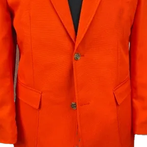 Blazer universitaire premium en polyester, orange chaud, coupe droite, simple boutonnage, style business décontracté, avec fermeture éclair, grandes tailles - Product Image 2