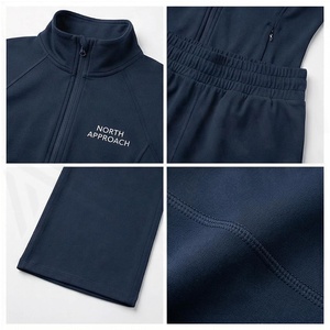 Ensemble de yoga 2 pièces North Approach, fermeture éclair intégrale sur le devant, polaire marine uni, vêtements de sport pour femmes - Product Image 6