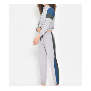 ชุดวอร์มผู้หญิงแบบ Color Blocking พร้อมเชือกผูกเอวและกระเป๋า  ทรงสปอร์ต ใส่ได้ในฤดูใบไม้ร่วง  ทรงปกติ  ผ้ายืดผสมโพลีเอสเตอร์ - Product Image 2