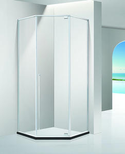 Coin diamant forme verre trempé résistant à l'eau cabine de douche type de porte flexible conception personnalisée pour appartement salle de bain - Product Image 1